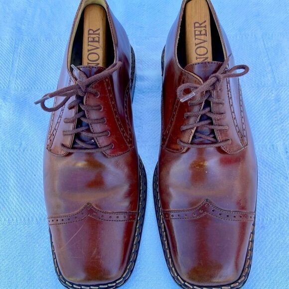 Stacy Adams Dickinson Cap Toe Leather Shoes Mens Cognac Shoe Size 8.5 M. - Picture 1 of 9